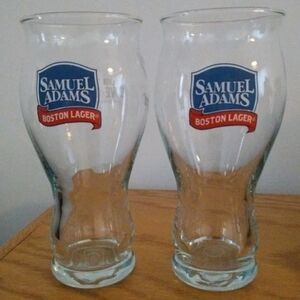 Samuel Adam’s Boston Lager Beer 16 oz. 7.5" Glasses "For The Love Of Beer" Pair